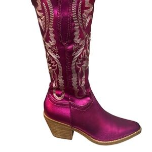 NEW Pink Metallic Cowboy Boots Beast 8